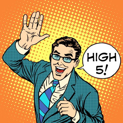 Picture of man doing high five